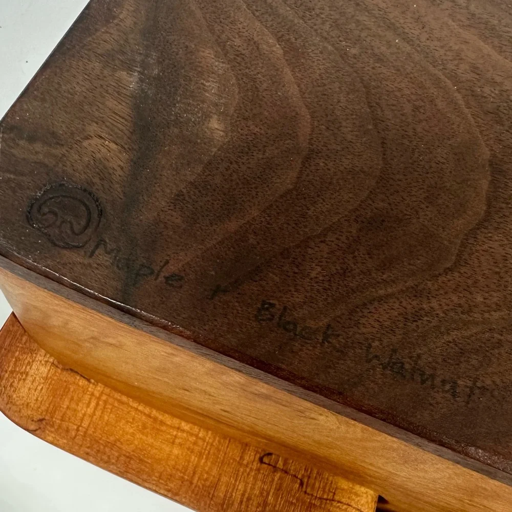 Fred Marilyn Buss Handcrafted Maple & Black Walnut Wood Puzzle Trinket Box